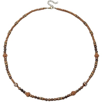 Collier en Perles de Bois Style Bohème Vintage pour Homme - Bijou de Cou Long 70cm brown