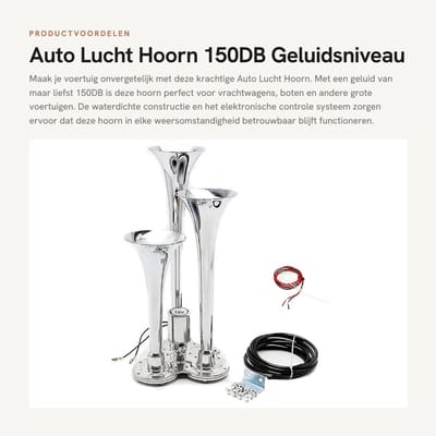Dailygoods - Auto Lucht Hoorn - 150DB Geluidsniveau - Waterdichte Elektronische Hoorn - Zilver Kleur - Geschikt voor Vrachtwagens en Booten - Drie-bui...