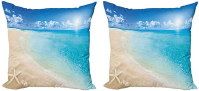 ABAKUHAUS Strandkussenhoes – 2x60x60 – Aqua blauw – Dubbelzijdig