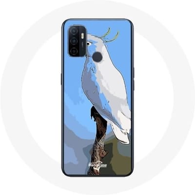 Oppo A53 hoesje Kaketoe Papegaaien Witte Vogels wit