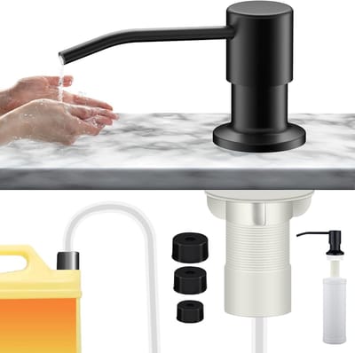 Ingebouwde zeepdispenser voor de keuken met roestvrijstalen pomp, 360 graden draaibaar, 300 ml capaciteit en 1 meter verlengslang voor eenvoudig gebruik aan de gootsteen