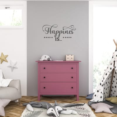 Muursticker - Hapiness Is - 58 x 118 - Antraciet