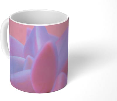 Mok - Koffiemok - Vetplant - Zomer - Roze - Planten - Mokken - 350 ML - Beker - Koffiemokken - Theemok
