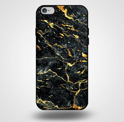 Smartphonica Telefoonhoesje voor iPhone 6/6s Plus met marmer opdruk - TPU backcover case marble design - Goud Zwart geschikt voor iPhone 6/6s Plus