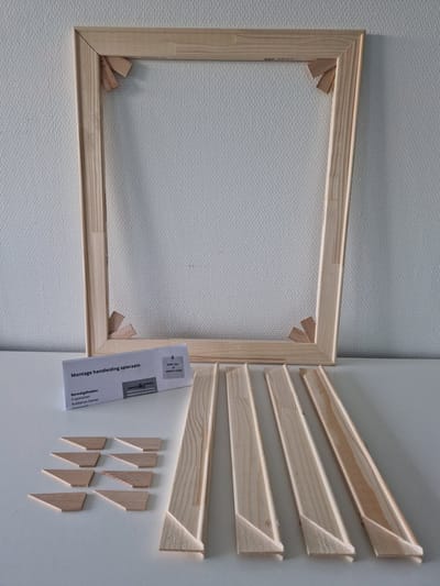 Opspanlatten voor schildercanvas Spielat 45mm 20 x 20 cm Houten spanlatten voor Spanraam - Spieraam zonder doek Houten frame voor schildersdoek, canvasdoek of stof 20x20cm