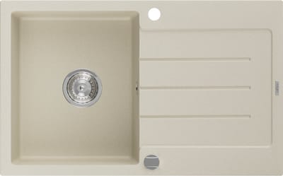 Mexen Bruno granieten gootsteen 1-kompat met afdruipgedeelte 795 x 495 , beige, chroom sifon - 6513791010-69