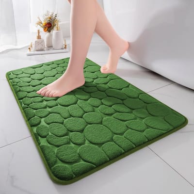 Thijox - Badmat Memoryschuim 43x61 cm - Antislip Douchemat - Absorberend Badtapijt - Decoratief Voetmat - Groen voor Badkamer en Woonkamer
