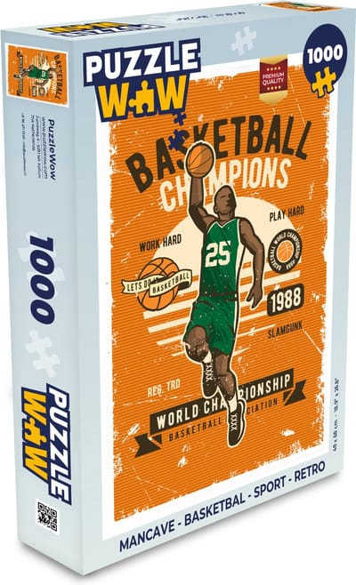 Puzzel Mancave - Basketbal - Sport - Retro - Legpuzzel - Puzzel 1000 stukjes volwassenen