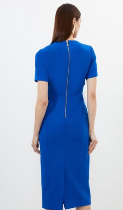 Karen Millen - Midi Jurk - Kobalt - Met Volant - Petite