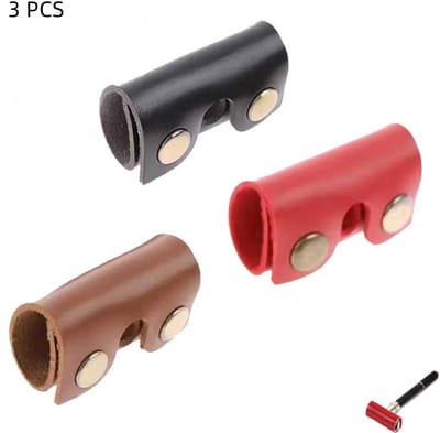 3 stuks - beschermhoes voor veiligheidsscheermes - leren etui voor veiligheidsscheermes - met druksluiting - voor mannen met een Butterfly scheermes - zwart+bruin+rood - 8.5×4.5cm