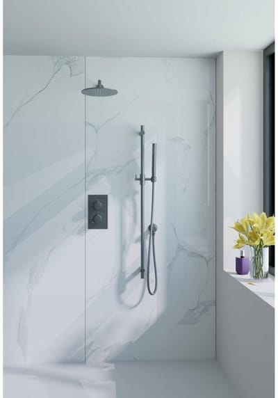 FugaFlow Eccelente Sobrado Badkamer Inbouw Regendoucheset - thermostatisch - wandarm -glijstang - 25cm hoofddouche - staaf handdouche - gunmetal PVD