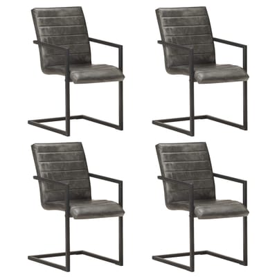 vidaXL Eetkamerstoelen 4 st echt leer grijs