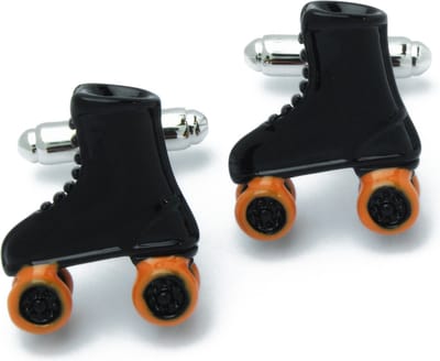 Manchetknopen - Rolschaatsen Zwart en Oranje Wielen