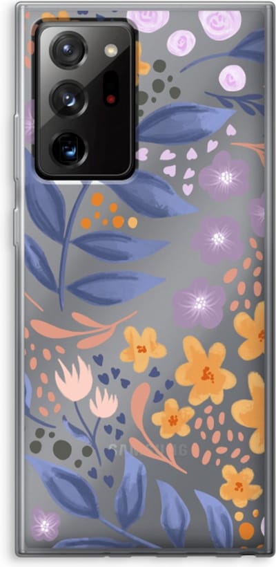 Case Company® - Hoesje geschikt voor Samsung Galaxy Note 20 Ultra / Note 20 Ultra 5G hoesje - Flowers with blue leaves - Soft Cover Telefoonhoesje - Bescherming aan alle Kanten en Schermrand