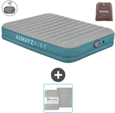 Bestway luchtbed Alwayszair - 2-Persoons -152 x 203 x 36 cm - Grijs/Blauw - Inclusief pomp en Hoeslaken
