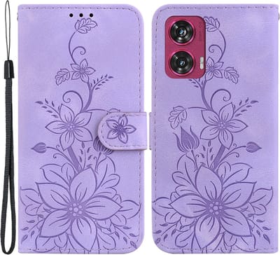 Coverup Hoesje - Geschikt voor Motorola Edge 50 Fusion Hoesje - Coverup Bloemen Book Case - Lavendel