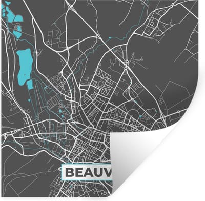 Muurstickers - Sticker Folie - Frankrijk – Beauvais – Stadskaart – Plattegrond – Kaart - 100x100 cm - Plakfolie - Muurstickers Kinderkamer - Zelfklevend Behang XXL - Zelfklevend behangpapier - Stickerfolie