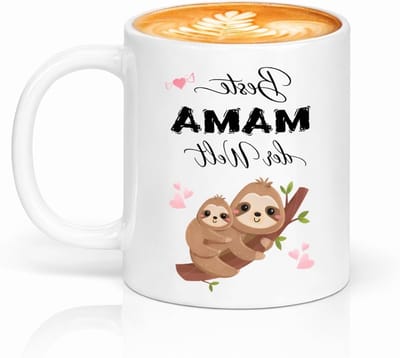 Mooie Keramische Mok met Schattige Luiaard Motief voor Moederdag, Verjaardagscadeau voor Mama, Perfect voor Koffie en Thee