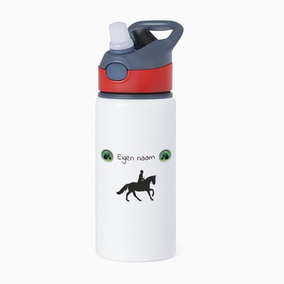 Hacebo® - Paardrijden met naam waterfles met rietje rood - Paardrijden - Paardrijden liefhebber - Cadeau - Verjaardag - Geschenk - Gepersonaliseerd - water fles - 650ML
