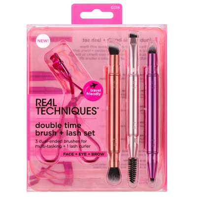 Make-up Borstel set Real Techniques DOUBLE TIME BRUSH + LAST 4 Onderdelen
