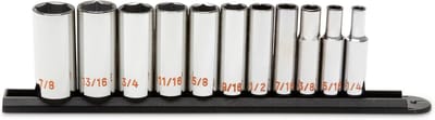 11-delige Diepe Doppenset 3/8" Aandrijving - SAE - 6-Punts - Hoge Zichtbaarheid