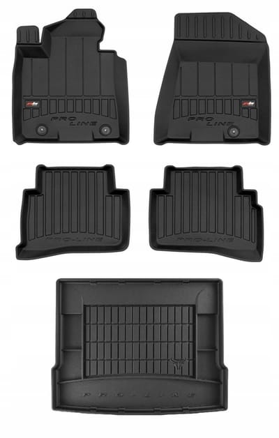 Frogum ProLine Luxe Voordeelset - Premium Automatenset + Kofferbakmat met Organizer - Geschikt voor Hyundai Tucson III (2015-2020) - Lage laadvloer - Met gordelspanner - Zwart
