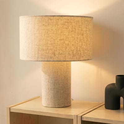 Lindby - Tafellamp - 1licht - Linnen, metaal - H: 40 cm - E27 - beige