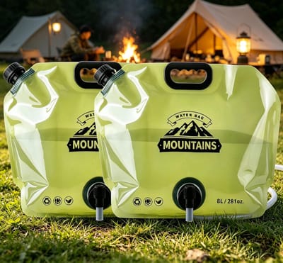 Waterzak voor kamperen 8L herbruikbare opvouwbare waterzak met kraan geschikt voor campers reizen en buitenactiviteiten kamperen wandelen 2 stuks