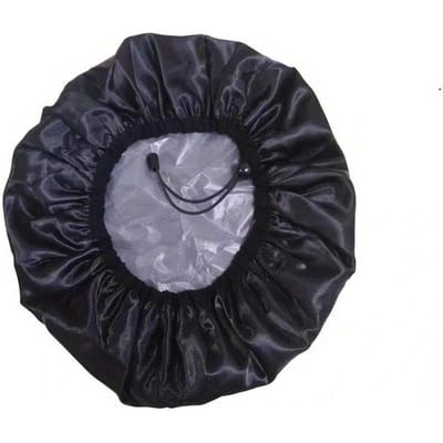 Bonnet de douche imperméable agrandi pour femme, boucle réglable, à enfiler, bonnet agrandi pour bain d'huile, élastique extensible, bonnet de bain extensible noir