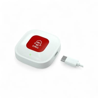 Smart SOS Noodknop | WiFi | Binnen gebruik | Pushmeldingen | Oplaadbaar USB | Lange batterijduur | Draagbaar koord band | Wit