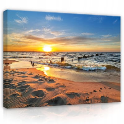 WALLARENA - Canvas schilderij - 100x70 cm - Strand natuur zee op doek