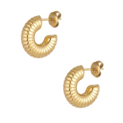 Oorringen basic ribbels| GOUD | steel
