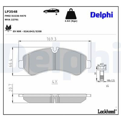 Remblokset DELPHI LP3548, achter