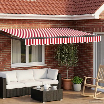 vidaXL - Handbediende - luifel - met - LED's - Rood, - Wit, - Anthraciet - 3 - x - 2,5 - m