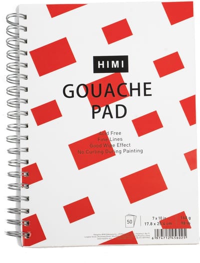 HIMI - Gouache Pad - 17.8 x 25.4 cm - ringband - 50 vellen - 160 gram - wit papier