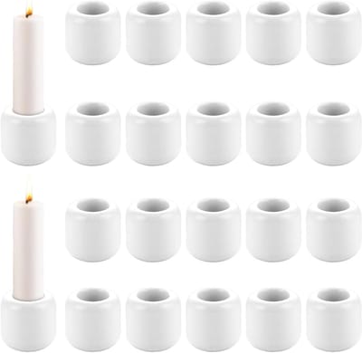 Set van 20 Mini Kaarsenhouders van Keramiek, 3.2 cm Hoog, Ideaal voor Bruiloften, Verjaardagen en Tafeldecoraties