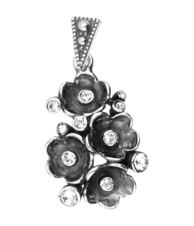 Zilveren Boterbloemen kwartet met swarovski kristallen Art Nouveau Jugendstil hanger