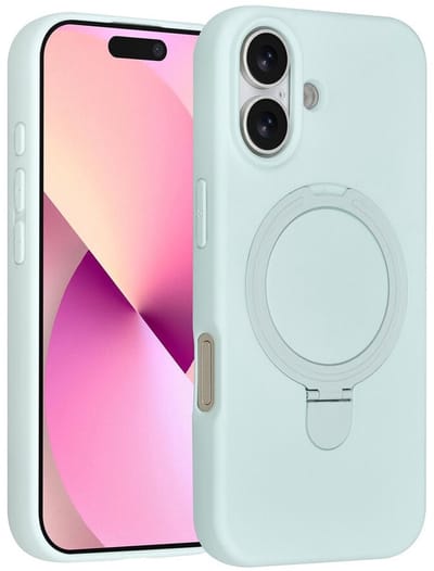 Telefoonhoesje geschikt voor iPhone 17 - Magnetische Backcover met Ringstand - Geschikt voor MagSafe-accessoires - FuturiQ - Mint Green