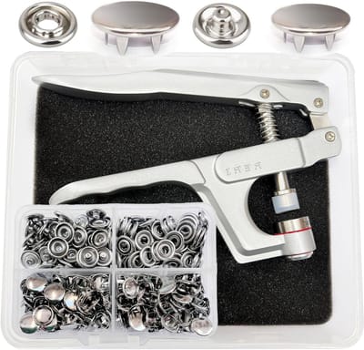 50-delige Drukknopen Set met Tang, 11 mm Zilveren Metaal, Handige Naaigerei voor Baby- en Kinderkleding, Knopen en Accessoires