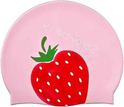 Zwemcap voor Kinderen van 6-14 Jaar - Waterdichte en Elastische Siliconen Zwemcap met Aardbeienpatroon voor Meisjes
