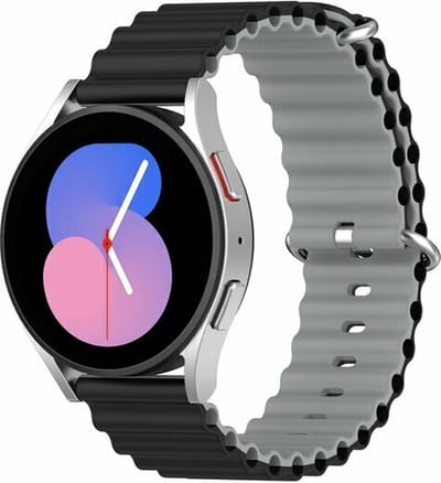 By Qubix - 20mm - Ocean Style bandje - Zwart / grijs - Geschikt voor Huawei watch GT 2 (42mm) - Huawei watch GT 3 (42mm) - Huawei watch GT 3 Pro (43mm)