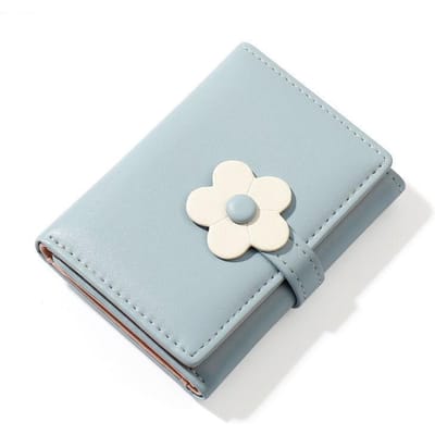 Leuke kleine portemonnee voor meisjes Dames Portemonnee Geldzak Bloemen PU lederen kaarthouder Portemonnee blauw
