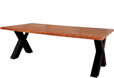 Salontafel Mangohout - Bijzettafel Hout - Woonkamer Inrichten - Robuust X-frame - 130 cm - Bruin