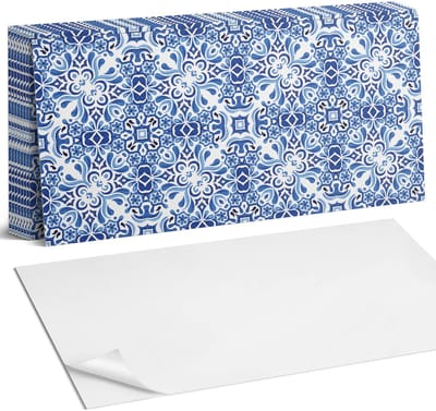 Coloray Plaktegels - Klassiek bloemenpatroon Zelfklevende Wandtegels - 40 cm x 20 cm - Blauw Plaktegels - 10 stuks - Rechthoek PVC Tegels - Plaktegels Badkamer - Vloertegels Zelfklevend - Vinyltegels Vloer Zelfklevend - Portugese Tegels
