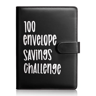 QTTVBTNA - 100 Enveloppen Uitdaging Planner - Budget Planner - Spaardoel Handboek - Financiële Planner - Gezins- en Persoonlijke Budgettering - Zwart - 24x18 cm - 1 Stuk