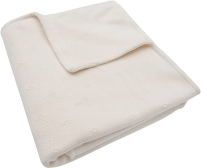 Jollein - Deken Wieg 75x100cm - Wiegdeken, Wiegdekentje, Dekentje Baby - Cosy Knit Ivory/Velvet