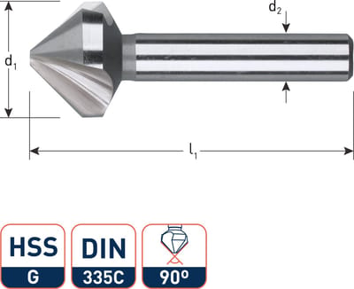 HSS-G Verzinkfrees 90°, DIN 335C, ø16,5 M8) (