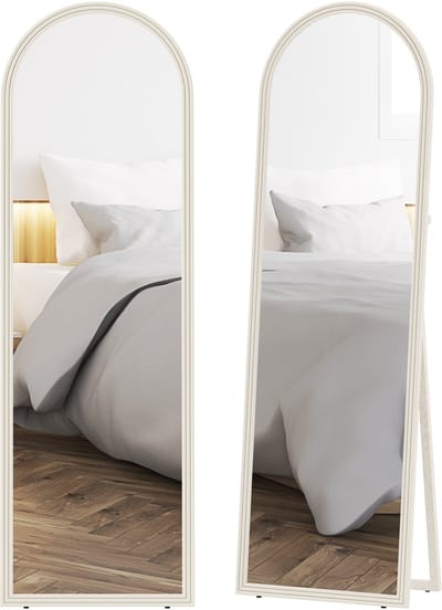 HOMCOM Spiegel over de volledige lengte PS, gehard glas 50L x 3,7B x 160H cm Wit