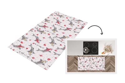 Keukenloper 120x60 cm - Keukenmat vinyl Vis - Koi - Bloemen - Patronen - Keukenmatten loper - Keuken vloerkleed tapijt