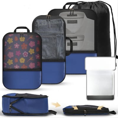 Famanu – Compressie packing cubes – 4-delige set – Inclusief nat vak – Reisorganizers voor koffer en rugzak